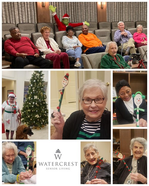 Residents of Watercrest Macon Assisted Living and Memory Care enjoy a month-long holiday fest, from the Festival of Trees competition to the 