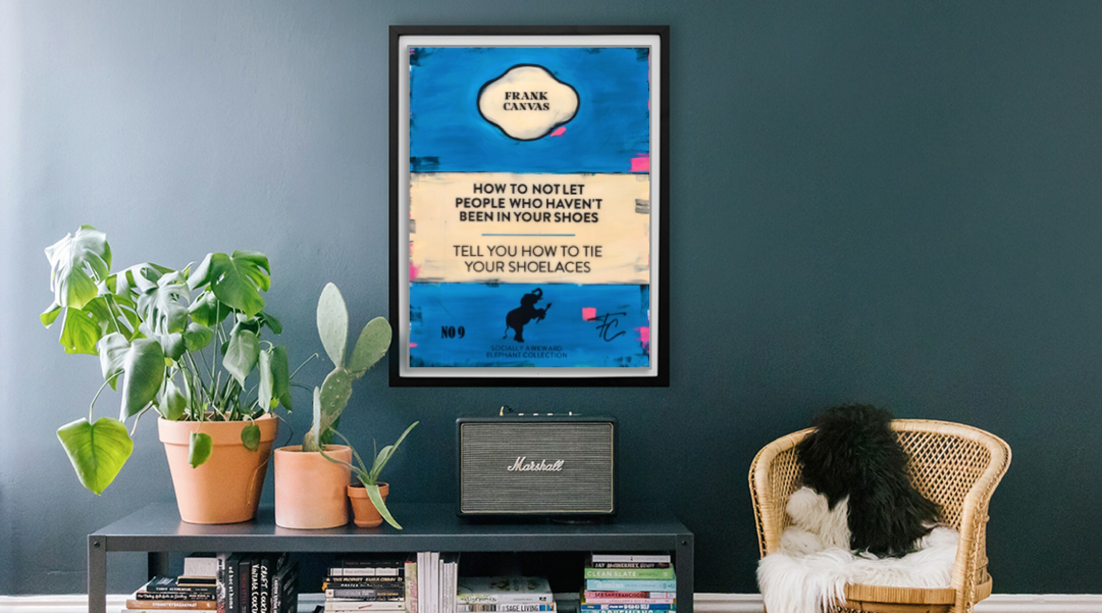 London-based artist Frank Canvas launches his first series, "Socially Awkward Elephant" with simultaneous exhibitions in London and Villars-Sur-Ollon, Switzerland.