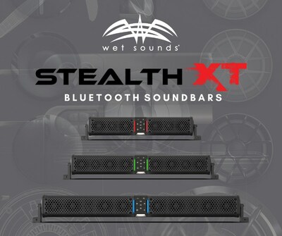 Wet Sounds presents its new STEALTH XT Soundbar models available in 6, 8, or 12-speaker set with Bluetooth® connectivity and wireless remote control unit.