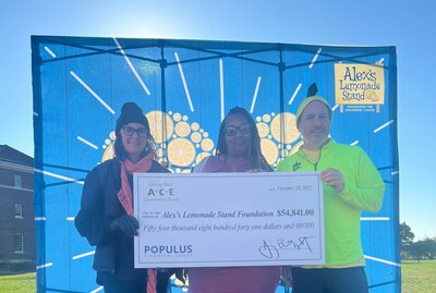 ACE Cash Express presented a $54,841 donation to Liz Scott & Jay Scott, Co-Executive Directors of Alex’s Lemonade Stand Foundation