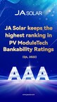 JA Solar maintient son classement AAA selon les évaluations de bancabilité de PV ModuleTech