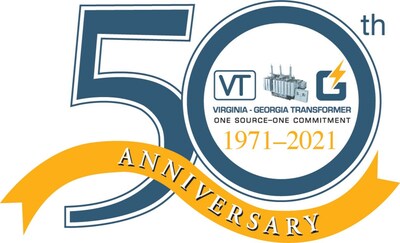 Virginia Transformer Corp. 50th Anniversary Logo | 50+ Year Legacy of Transforming Power