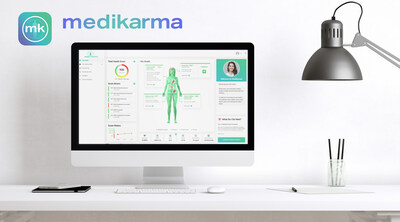 MediKarma.AI Desktop Platform and App showing avatar and health score