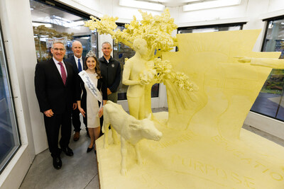 "Pennsylvania Dairy: Rooted in progress for generations to come!" is this year's theme of the 32nd Butter Sculpture at the Pennsylvania Farm Show, unveiled by the American Dairy Association North East and the Pennsylvania Department of Agriculture on January 5, 2023. CAPTION Left to right: Agriculture Secretary Russell Redding, ADANE CEO John Chrisman, Pennsylvania Dairy Princess Selina Horst, Lancaster County Dairy Farmer Steve Harnish