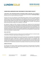LUNDIN GOLD ANNOUNCES EARLY REPAYMENT OF GOLD PREPAY FACILITY (CNW Group/Lundin Gold Inc.)
