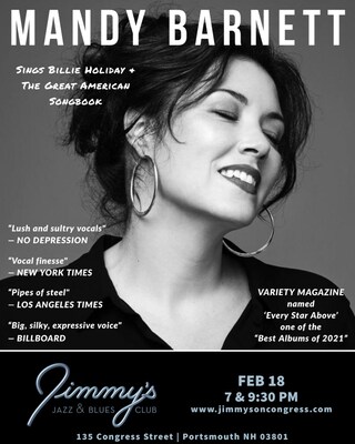 World-Renowned Vocalist MANDY BARNETT performs at Jimmy's Jazz & Blues Club on Saturday February 18 at 7 & 9:30 P.M. Tickets available at: www.jimmysoncongress.com