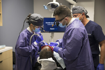 Dentists who participated in the first training session placed a total of 133 implants for 26 patients in need of smile restoration. One patient said, “After receiving treatment at the TAG Oral Care Center, it brought tears to my eyes and a smile to my face that I could be proud of. The caregivers here are so passionate, and they put extra effort into everything they do. I am so grateful to be in their care.” (Image credit: Jim Luning for The Aspen Group)
