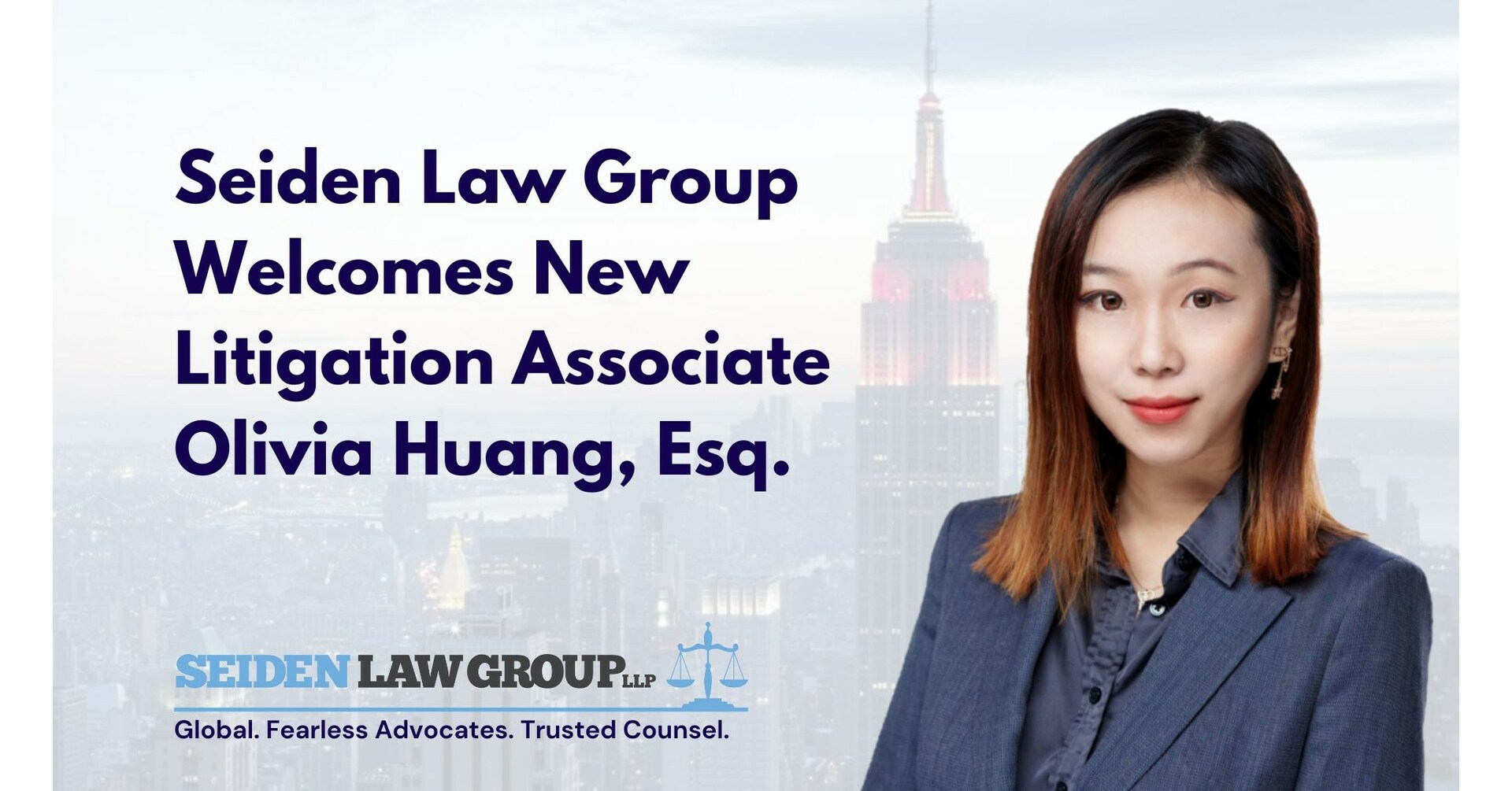 Seiden Law Group Welcomes New Litigation Associate Olivia Huang, Esq. - Vimarsana News