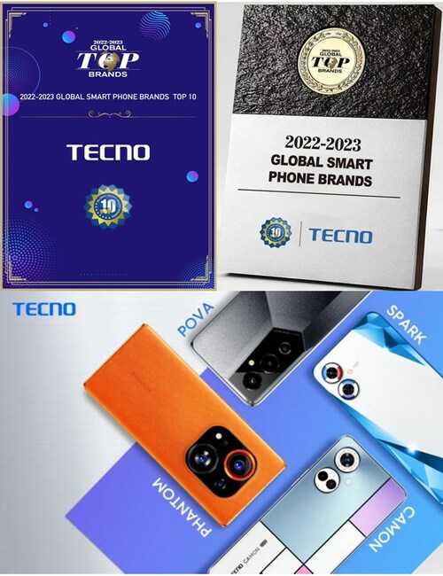 Certificate & Trophy of "2022-2023 GLOBAL SMART PHONE BRANDS TOP 10"