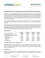 LUNDIN GOLD BEATS 2022 GUIDANCE WITH GOLD PRODUCTION OF 476,329 OUNCES (CNW Group/Lundin Gold Inc.)