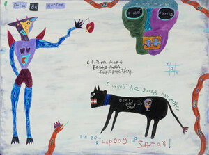 Bold Contemporary Painting Parodies Hollywood, Cites Tarantino, Keitel "Inglorious" Has Intense Basquiat Meets Dali Feel