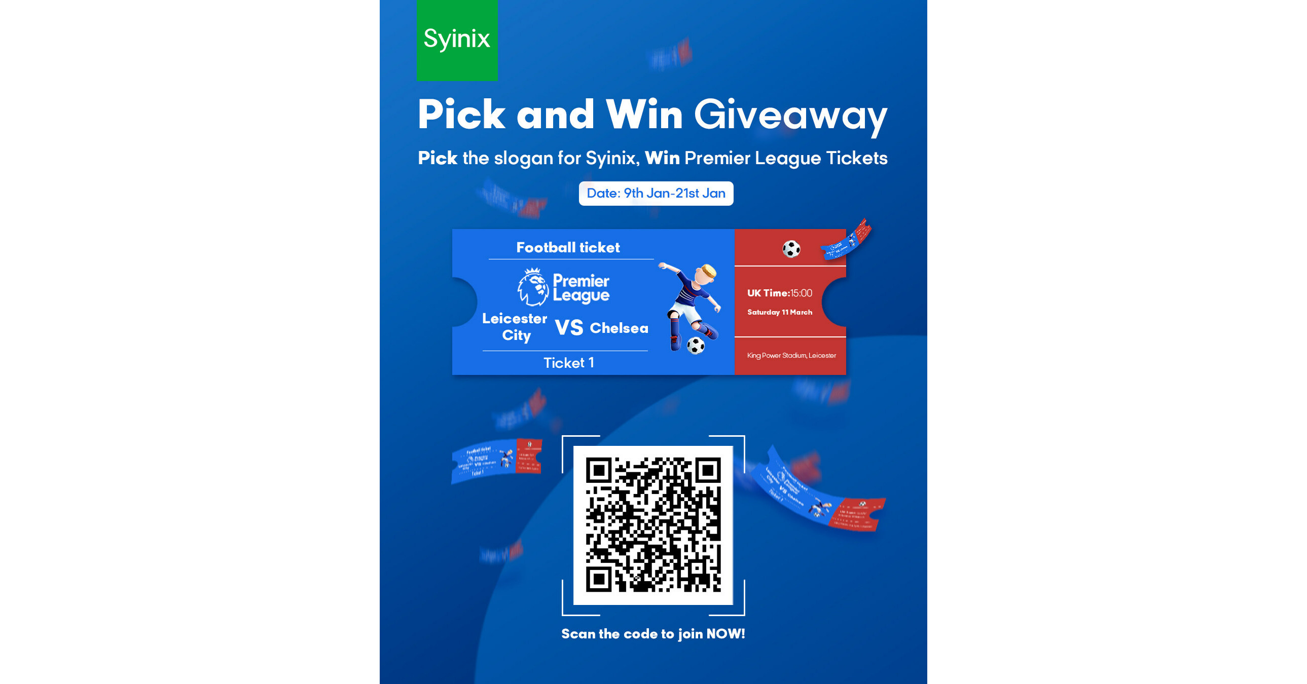 Free EPL tickets for football fanatics - Syinix giveaway