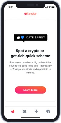 In-App Message: Spot a crypto or get-rich-quick scheme