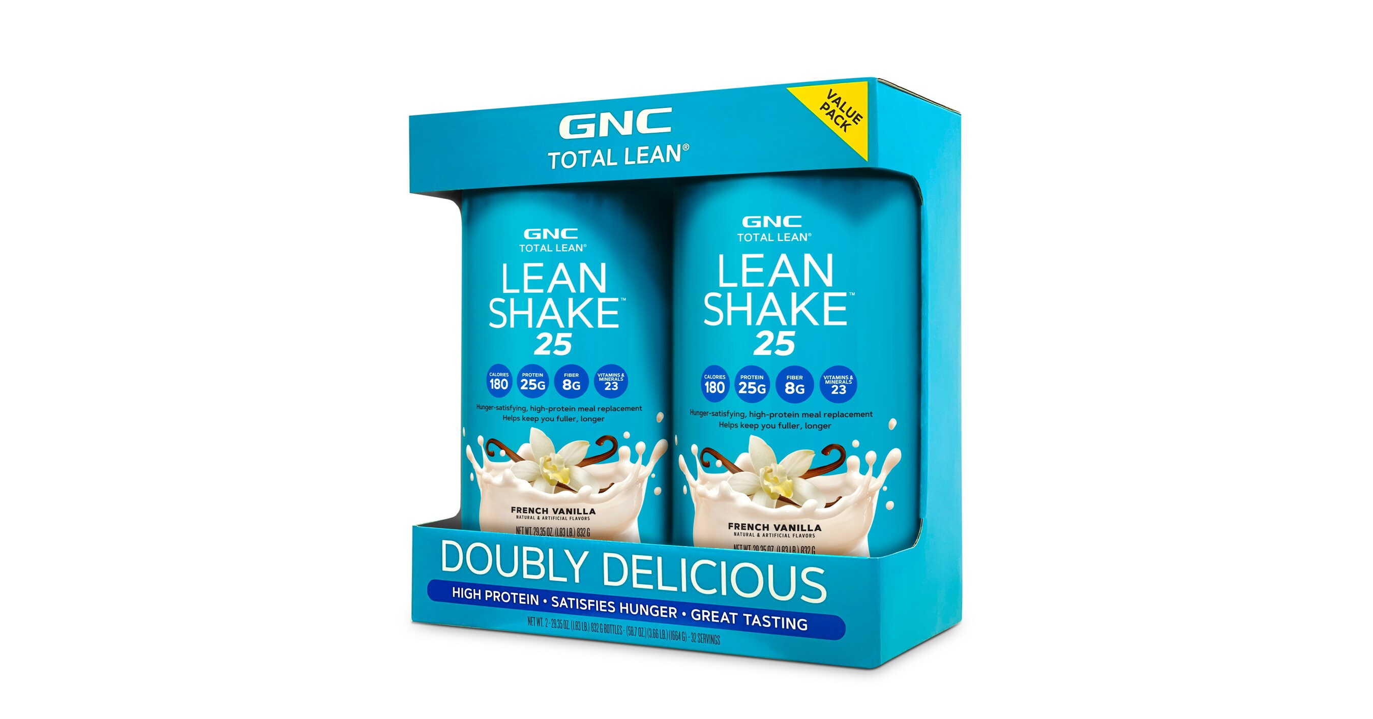 GNC Total Lean, Lean Shake 25 Protein Powder, High-Protein Meal  Replacement Shake, French Vanilla