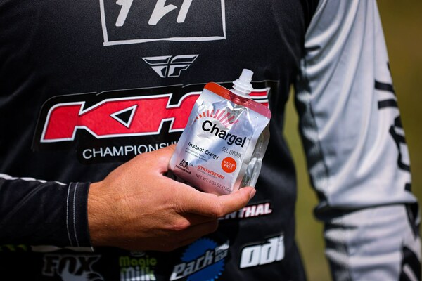 Chargel, an instant energy-bursting gel drink, fueling KHS Pro MTB Race Team members, Copyrighted through KHS Pro MTB