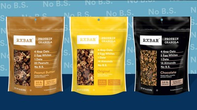 First-ever lineup of RXBAR® Granola is now available in three flavors: Original, Chocolate and Peanut Butter. (Photo Credit: Kellogg Company)