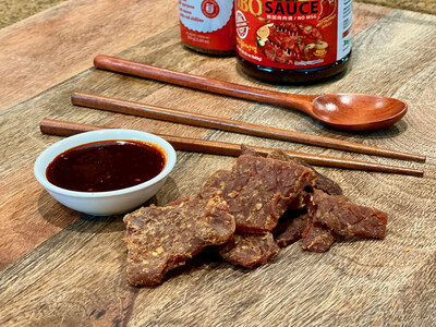 Korean BBQ jerky is all about balance and contrast between flavors of our pork combined with soy, brown sugar, rice wine vinegar, ginger, sesame, Chipotle peppers, and more…sweet, smoky, and a little spicy. It all works together for an incredible taste.