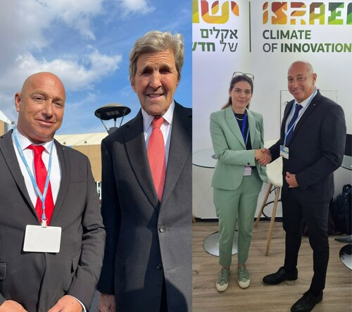 Hanan Fridman at the climate committee in Sharm, with John Kerry and former Minister of Environmental Protection Tamar Zandberg