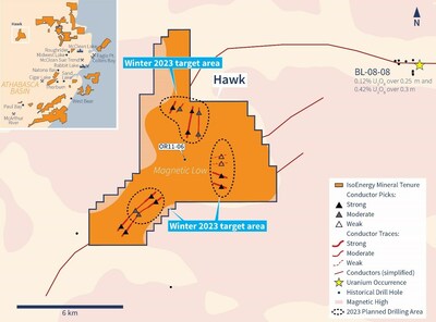 Figure 3 – Hawk Project Planned Drilling Areas (CNW Group/IsoEnergy Ltd.)