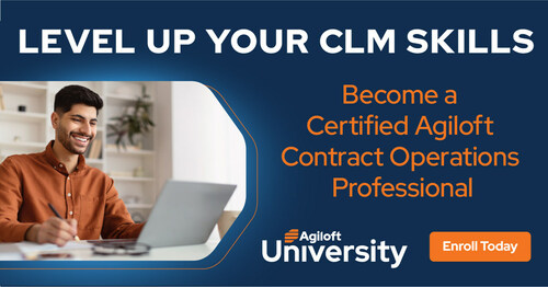 Agiloft is launching the University to support the growing role of contract operations as a key business function.  Companies with the most successful contract lifecycle management systems have dedicated contract operations professionals to further extend the competitive advantage of enterprise CLM.  Agiloft University is focused on creating a new generation of contract operations professionals and certified Agiloft administrators.