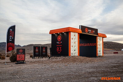 The “EYECARE by SYLVANIA” pop-up experience in the Las Vegas desert featured a custom-built, first-of-its-kind automotive phoropter – similar to the phoropters used by optometrists – that showcased in a real-life scenario the difference between old bulbs and new bulbs.