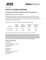 ATCO LTD. ELIGIBLE DIVIDENDS (CNW Group/ATCO Ltd.)