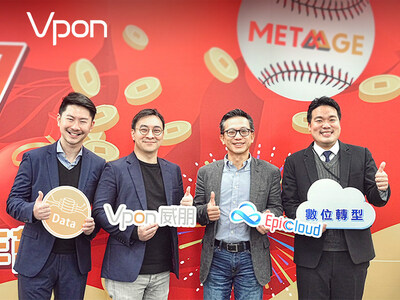Photo / (from left) Xu Zewei, General Manager of Vpon Taiwan; Arthur Chan, Chief Operating Officer of Vpon; TK Young, Chairman of Epic Cloud; and Zhu Yiqing, Vice General Manager of Epi Cloud (PRNewsfoto/Vpon威朋大數據)