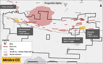 Figure 2 : Plan de forage 2023 pour Alpha (Groupe CNW/O3 Mining Inc.)
