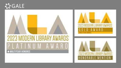 Gale wins 5 platinum, 1 gold and an honorable mention award in 2023 Modern Library Awards from LibraryWorks.