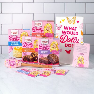 Duncan Hines’ limited edition Dolly Parton’s Baking Collection, with her four new baking mixes and more, goes on sale at shop.duncanhines.com on Feb. 8, 2023, while supplies last. Duncan Hines is a brand of Conagra Brands, Inc.