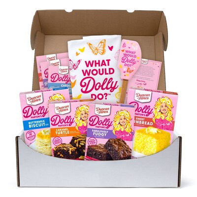Duncan Hines’ limited edition Dolly Parton’s Baking Collection goes on sale at shop.duncanhines.com on Feb. 8, 2023, while supplies last. Duncan Hines is a brand of Conagra Brands, Inc.