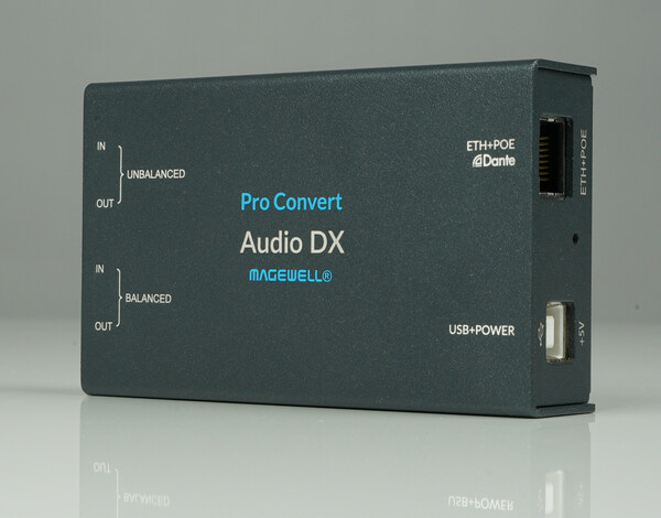 Magewell's exceptionally flexible Pro Convert Audio DX encoder, decoder and capture device converts IP audio between Dante®, NDI® and SRT technologies while seamlessly bridging analog audio, IP audio and software.
