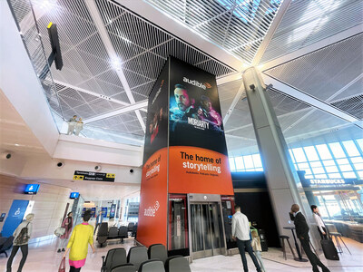 Locally-based global NJ brands, like Audible, are first to debut ad campaigns in EWR's Terminal A.
