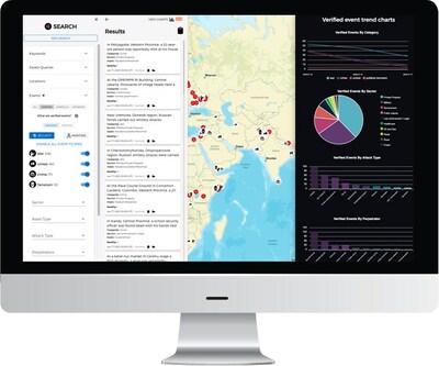 Dynamic charts and filter options enable users to identify and track Verified Event types based on their specific mission.