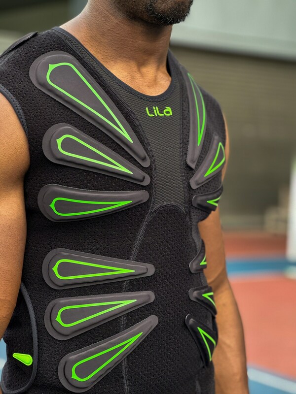 Exogen Top with micro-loads, by Lila. Designed for human movement and athlete speed development.
