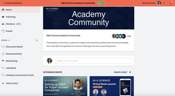 M&A Science Academy Community Feature
