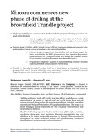 Full press release including three figures: "Kincora commences new phase of drilling at the brownfield Trundle project" (CNW Group/Kincora Copper Limited)