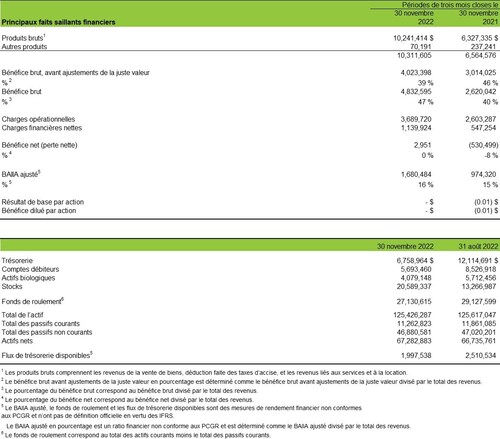 Cannara Biotech Inc. présente ses résultats financiers du premier trimestre 2023 (Groupe CNW/Cannara Biotech Inc.)