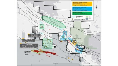 Figure 1 : Carte de la propriété régionale de Marban (Groupe CNW/O3 Mining Inc.)