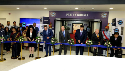 Pratt & Whitney leaders inaugurate the India Engineering Center (IEC). From L to R - Rema Ravindran, General Manager, IEC; Tizziana Weber, Vice President, Communications; Paul Weedon, Executive Director, Engineering, P&W Canada Corp; Shane Eddy, President; Rick Deurloo, President, Commercial Engines; Geoff Hunt, Senior Vice President, Engineering; DJ Dalal, North American Project Director, IEC