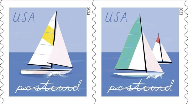 Postal Service Forever Sailboat Postcard Stamps Sail into a Harbor Near You on Sunday.