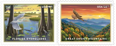 Postal Service Issues New Stamps for Priority Mail Florida Everglades and Great Smoky Mountains Featured