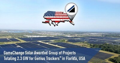 Grupo de projetos premiados pela GameChange Solar totalizam 2,3 GW para a Genius Trackers™ na Flórida, EUA (PRNewsfoto/GameChange Solar)