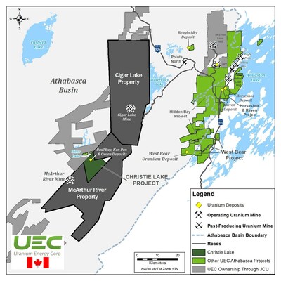 UEC news release Jan 23, 2023 - Figure 2: UEC Christie Lake Project Location (CNW Group/Uranium Energy Corp)