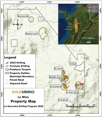 Figure 1 - Property Map for La Mina Project (CNW Group/GoldMining Inc.)