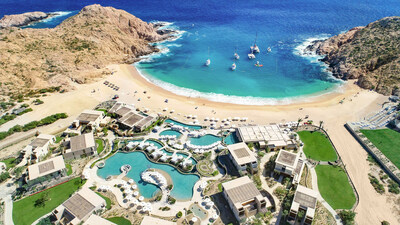An aerial view of Montage Los Cabos' picturesque location on Santa Maria Bay.