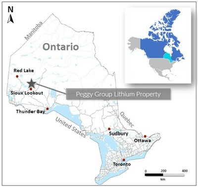 Figure 1 – Regional Location of Peggy Group Lithium Property (CNW Group/Beyond Minerals Inc.)