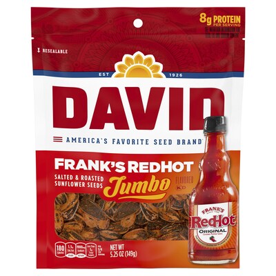 Conagra Brands, Inc., one of North America's leading branded food companies, is debuting a tasty collection of sweet treats, breakfast mixes and flavored seeds this month across several top brands. DAVID® Seeds, America’s #1 seed brand, is partnering with another category leader, Frank’s RedHot®, America’s #1 selling hot sauce, on the DAVID Frank’s RedHot Jumbo Sunflower Seeds.