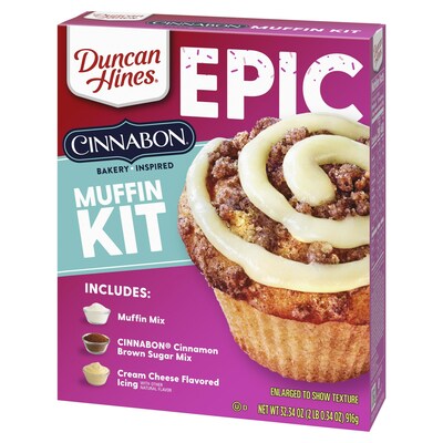 Conagra Brands, Inc., one of North America's leading branded food companies, is debuting a tasty collection of sweet treats, breakfast mixes and flavored seeds this month across several top brands. Duncan Hines EPIC Cinnabon® Muffin Kit is the latest arrival in Duncan Hines popular EPIC collection. These delightfully over-the-top muffins are filled with cinnamon sugar from Cinnabon, purveyor of world-famous cinnamon rolls, then topped with delicious streusel and cream cheese icing.