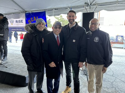 (L to R) Costa Constantinides, CEO, Variety Boys & Girls Club of Queens, Bishop Mitchell G. Taylor, Clint Plummer, CEO Rise Light & Power, Queens Borough President Donovan Richards Jr.